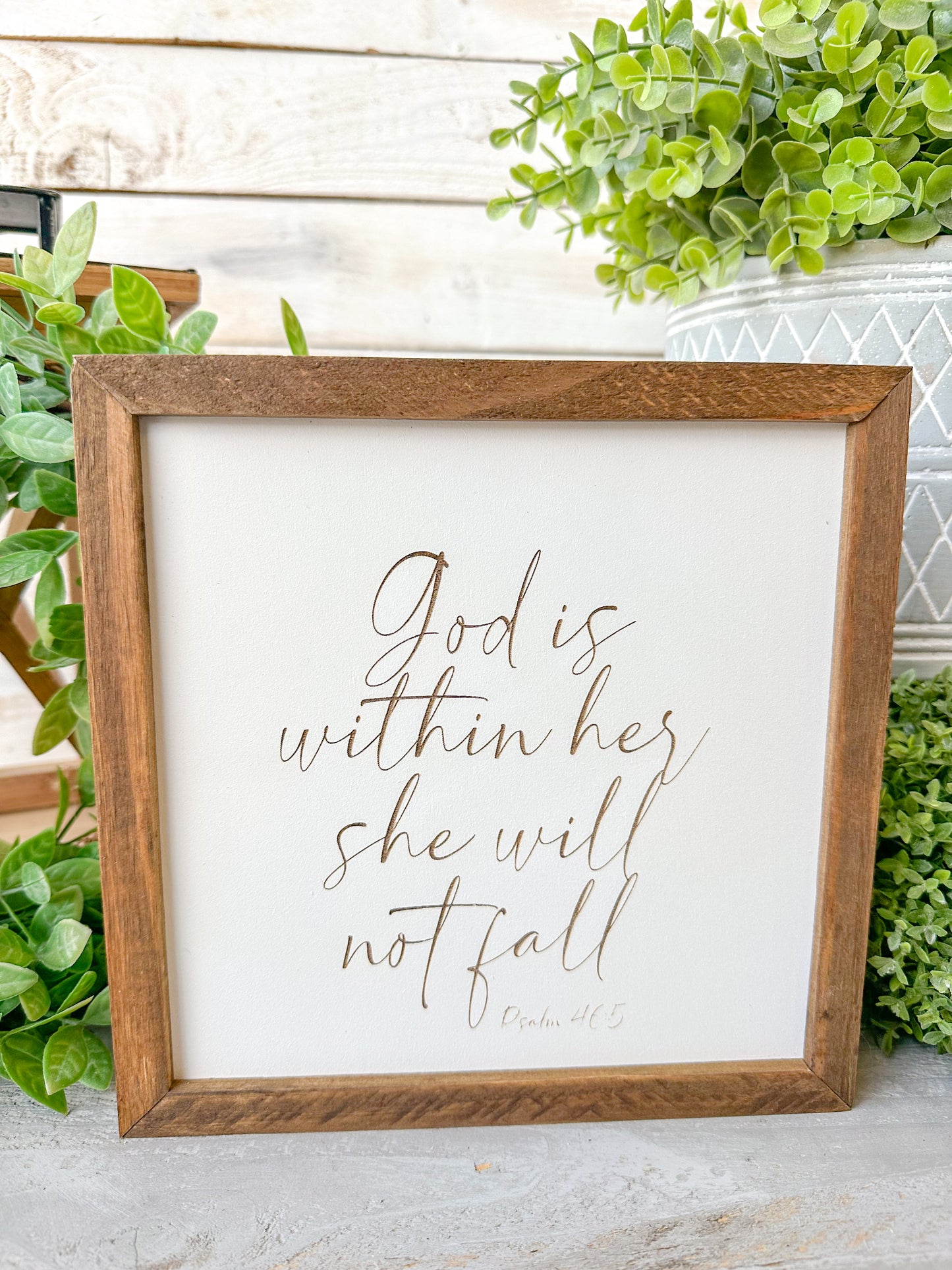 God is within her she will not fall psalms 46:5. Laser Engraved Wood Signs.
