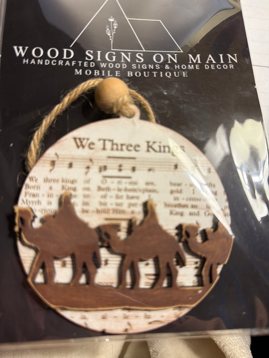 Lyric ornament we three kings ornament