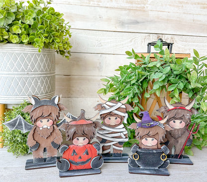 Halloween Highland cow laser decor w/ stands