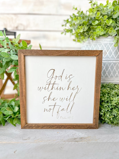 God is within her she will not fall psalms 46:5. Laser Engraved Wood Signs.
