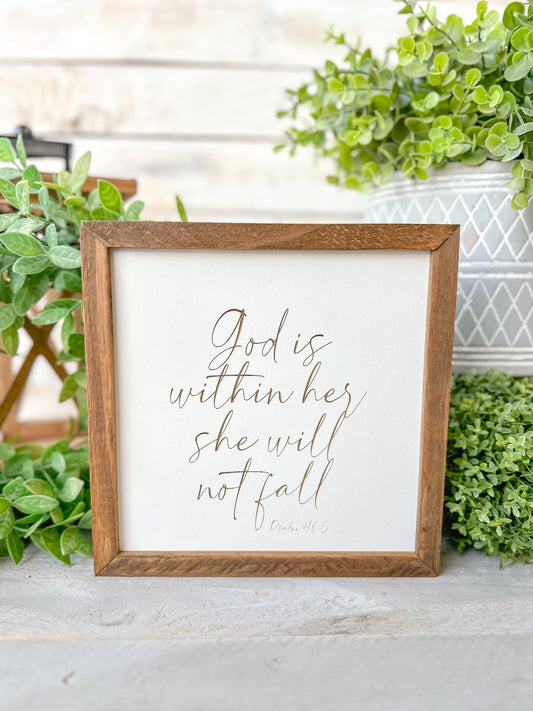 God is within her she will not fall psalms 46:5. Laser Engraved Wood Signs.