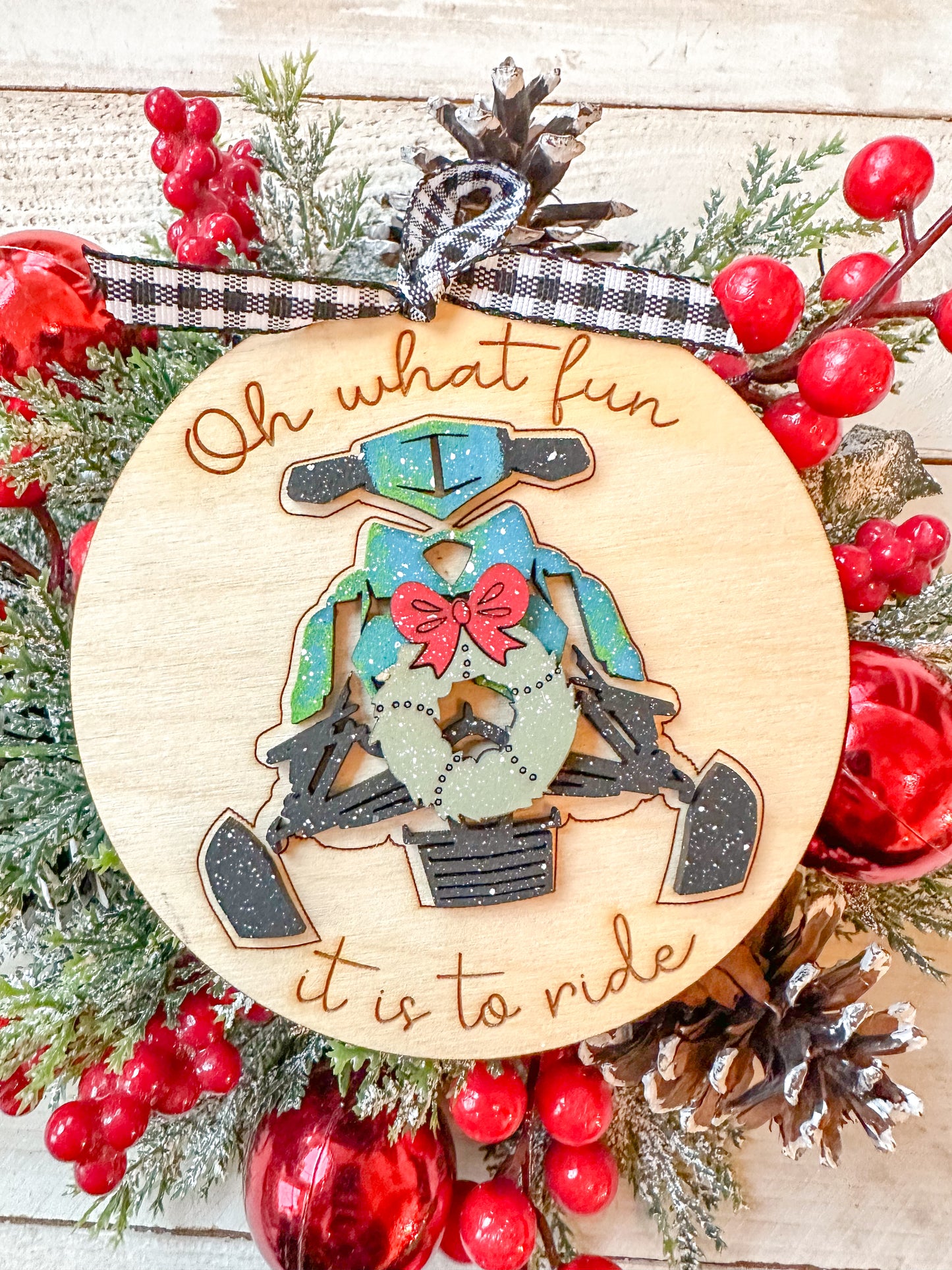 Oh What Fun It Is to Ride Snowmobile Christmas Ornament