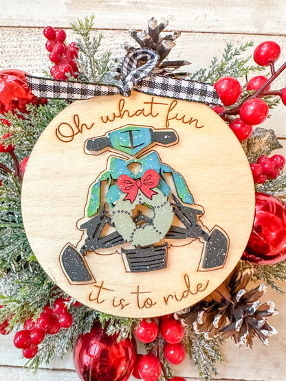 Oh What Fun It Is to Ride Snowmobile Christmas Ornament