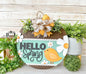 Hello spring chick wood round