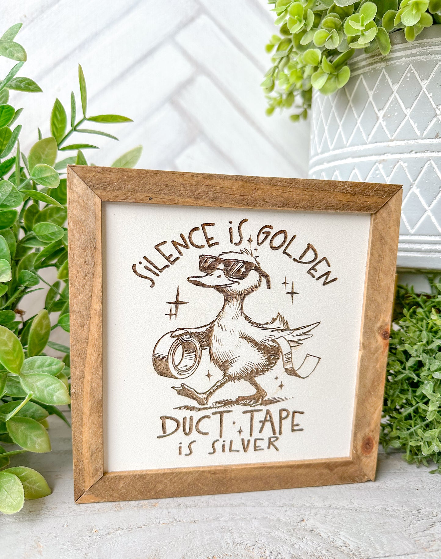 Silence Is Golden, Duct Tape Is Silver Wooden Sign – Funny Rustic Decor
