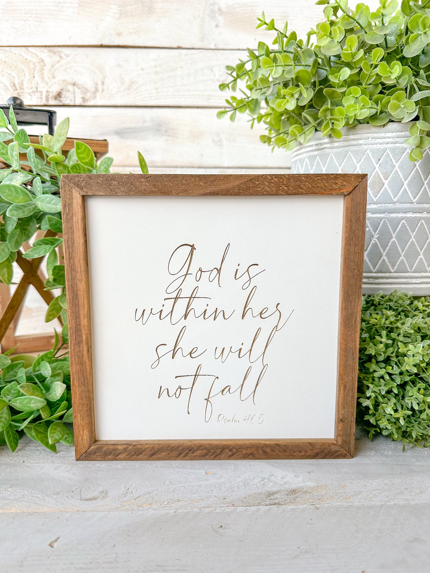 God is within her she will not fall psalms 46:5. Laser Engraved Wood Signs.