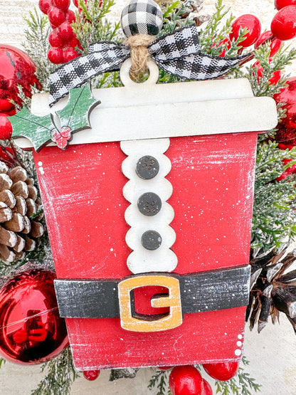 Santa Coffee Cup Ornament with Gift Card Holder
