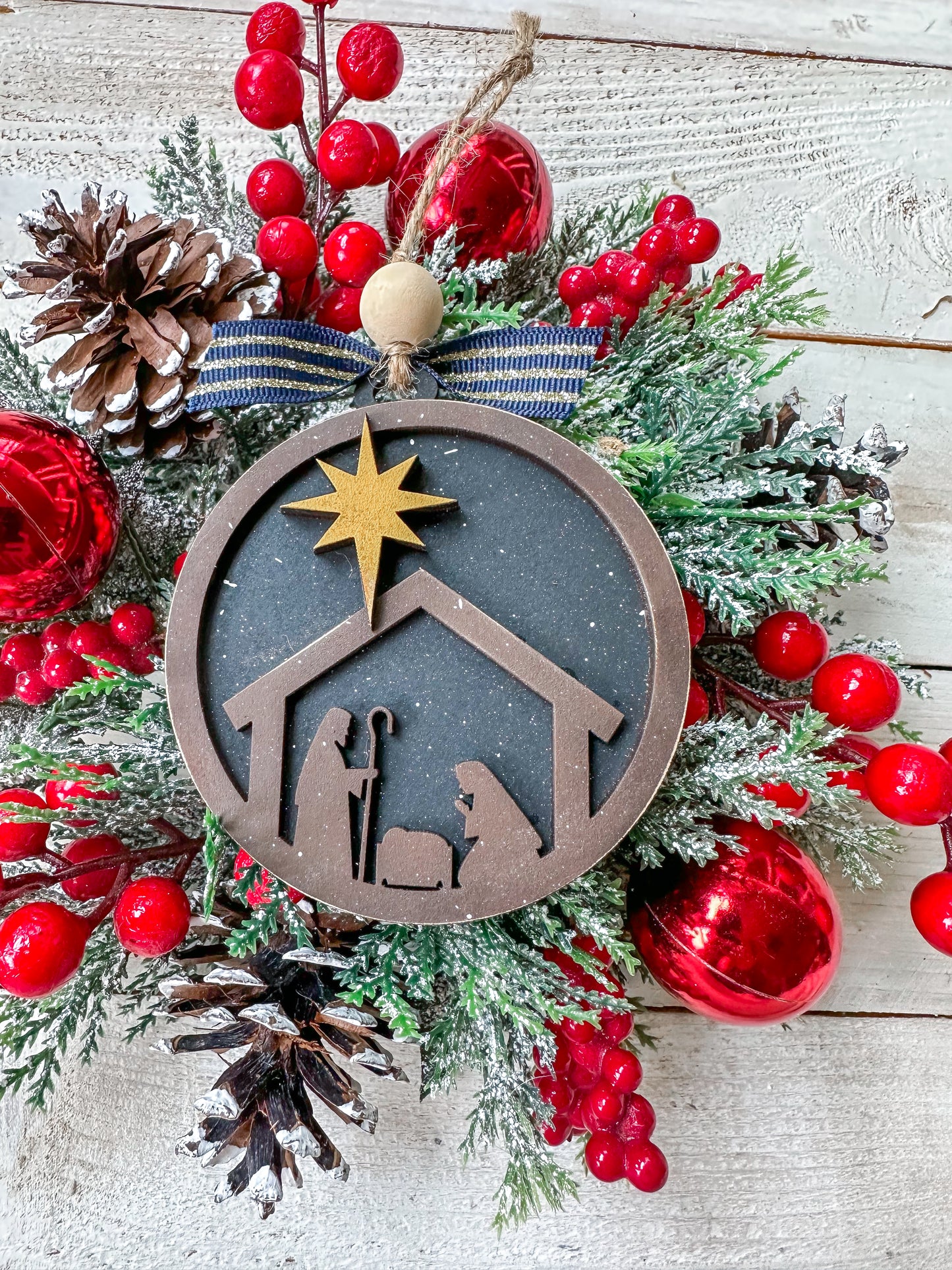 Nativity Scene Christmas Ornament – Handcrafted Religious Holiday Decor