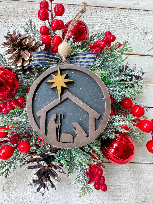 Nativity Scene Christmas Ornament – Handcrafted Religious Holiday Decor