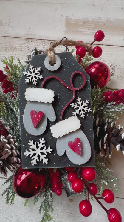 Mittens & Snowflakes Gift Card HolderTag Ornament