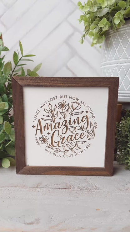 Amazing Grace Laser Engraved Wooden Sign